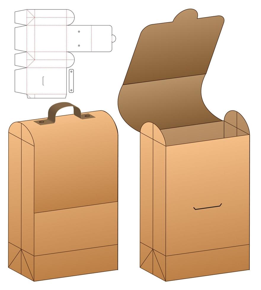 diseño de plantilla troquelada de embalaje de caja. Maqueta 3d vector