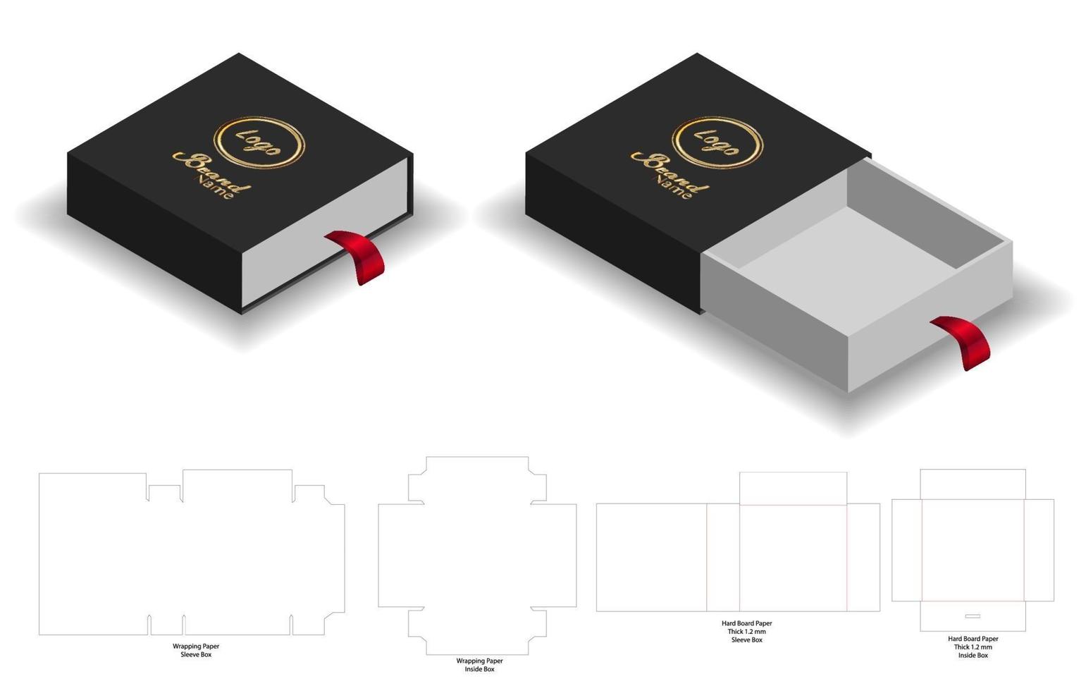 Box packaging die cut template design. 3d mock-up vector