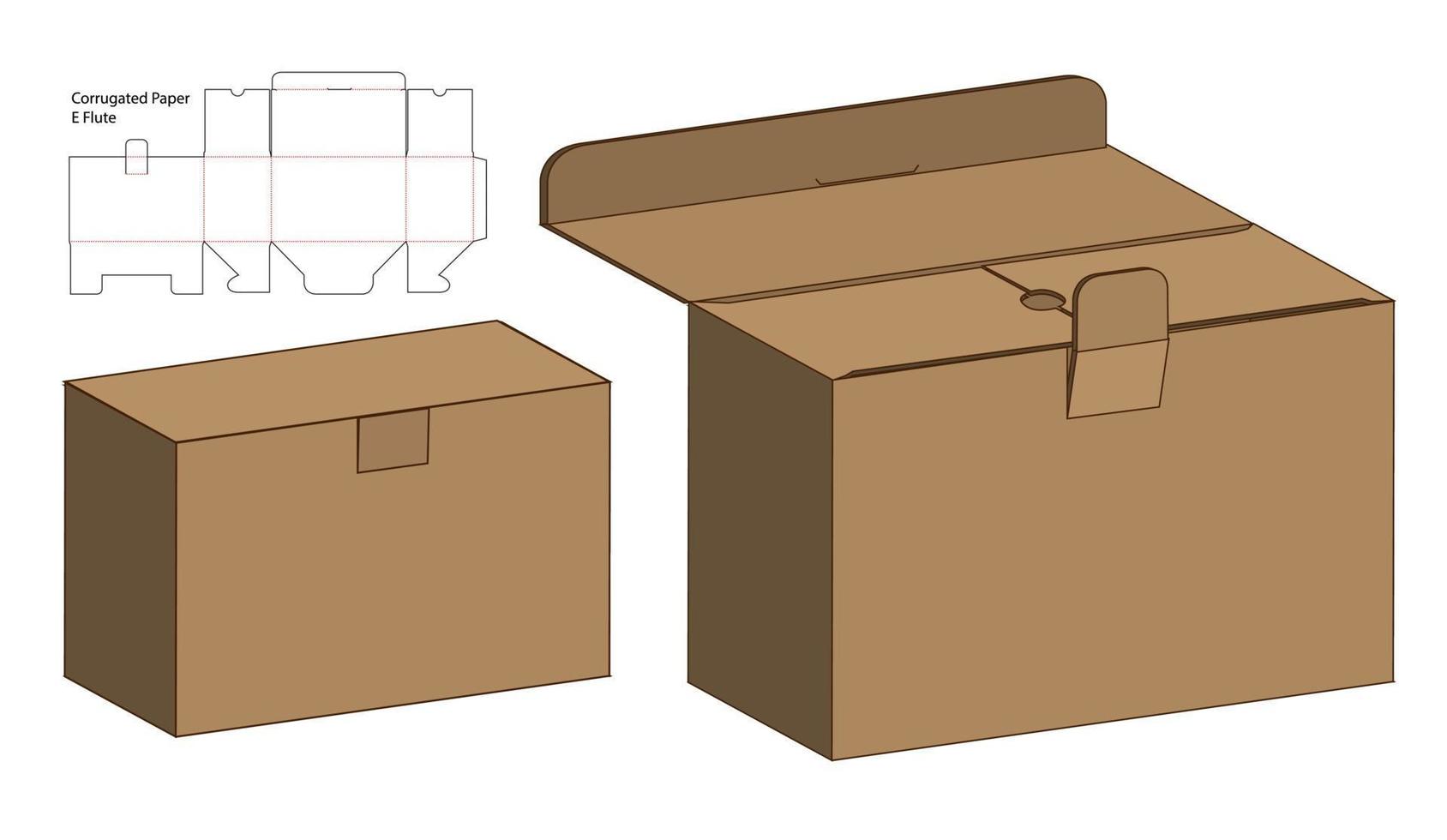 Box packaging die cut template design. 3d mock-up vector