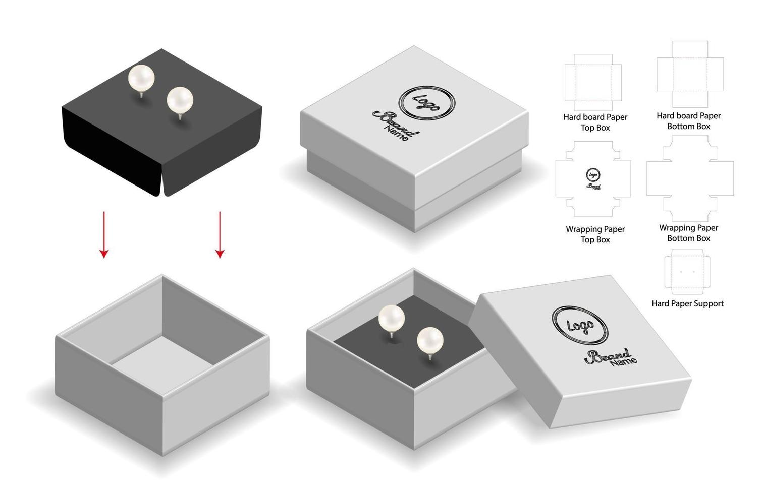 Box packaging die cut template design. 3d mock-up vector