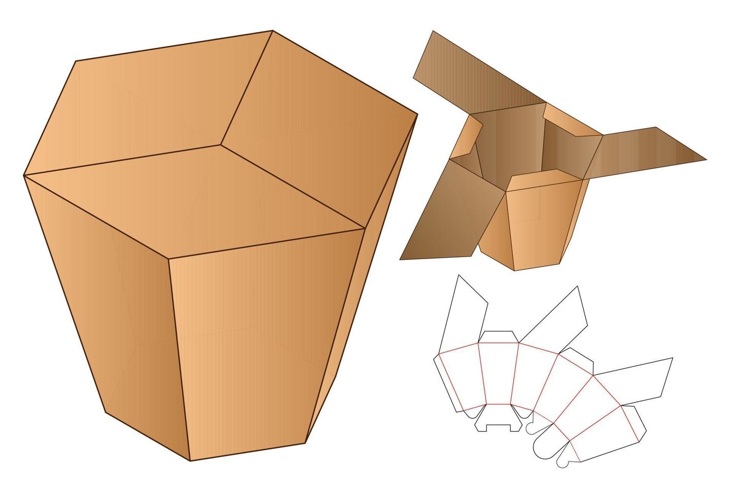 Box packaging die cut template design. 3d mock-up vector