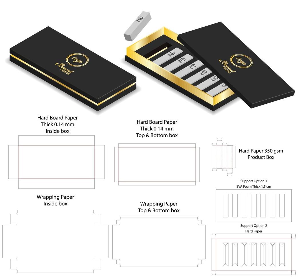 Box packaging die cut template design. 3d mock-up vector