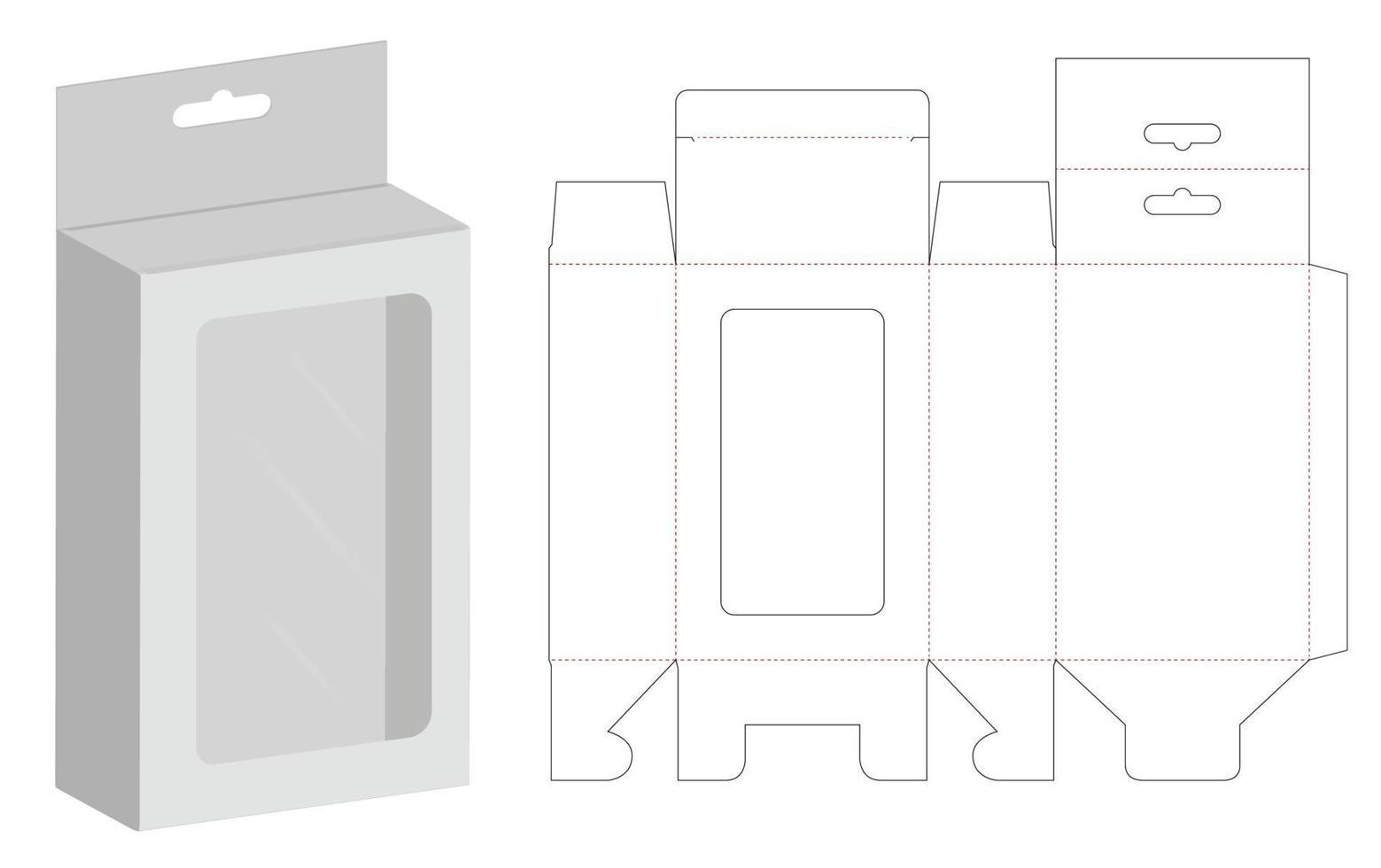 diseño de plantilla troquelada de embalaje de caja. Maqueta 3d vector