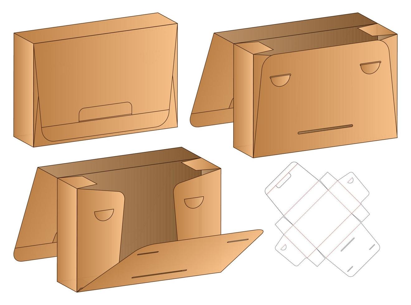 Box packaging die cut template design. 3d mock-up vector