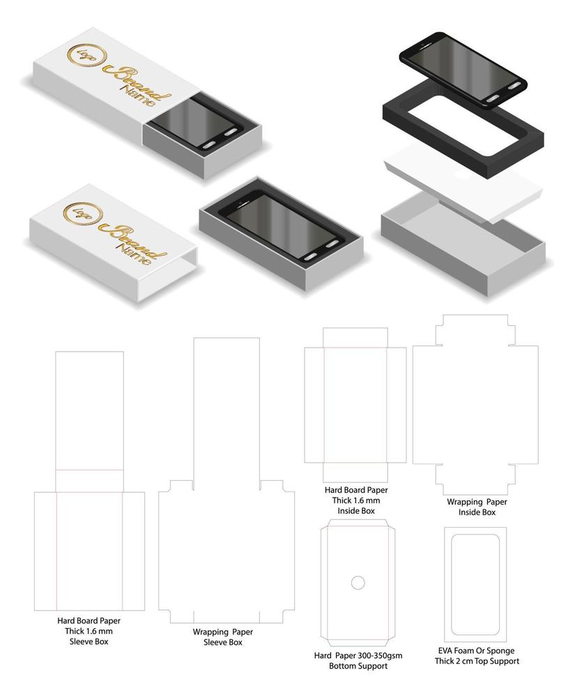 Box packaging die cut template design. 3d mock-up vector