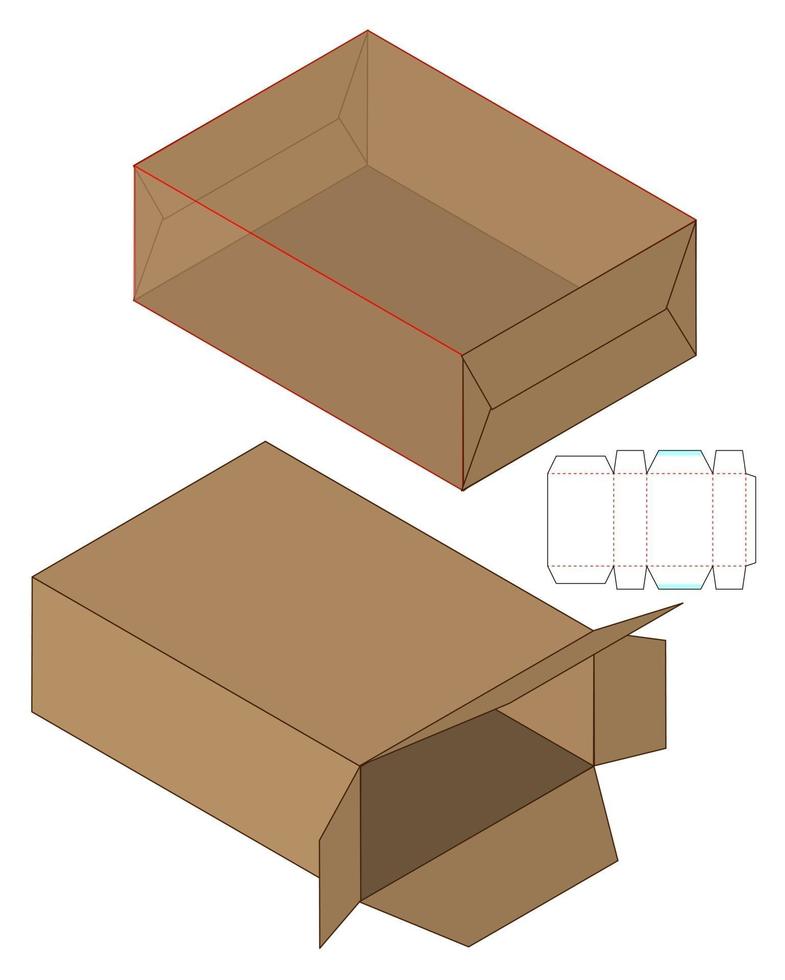 diseño de plantilla troquelada de embalaje de caja. Maqueta 3d vector