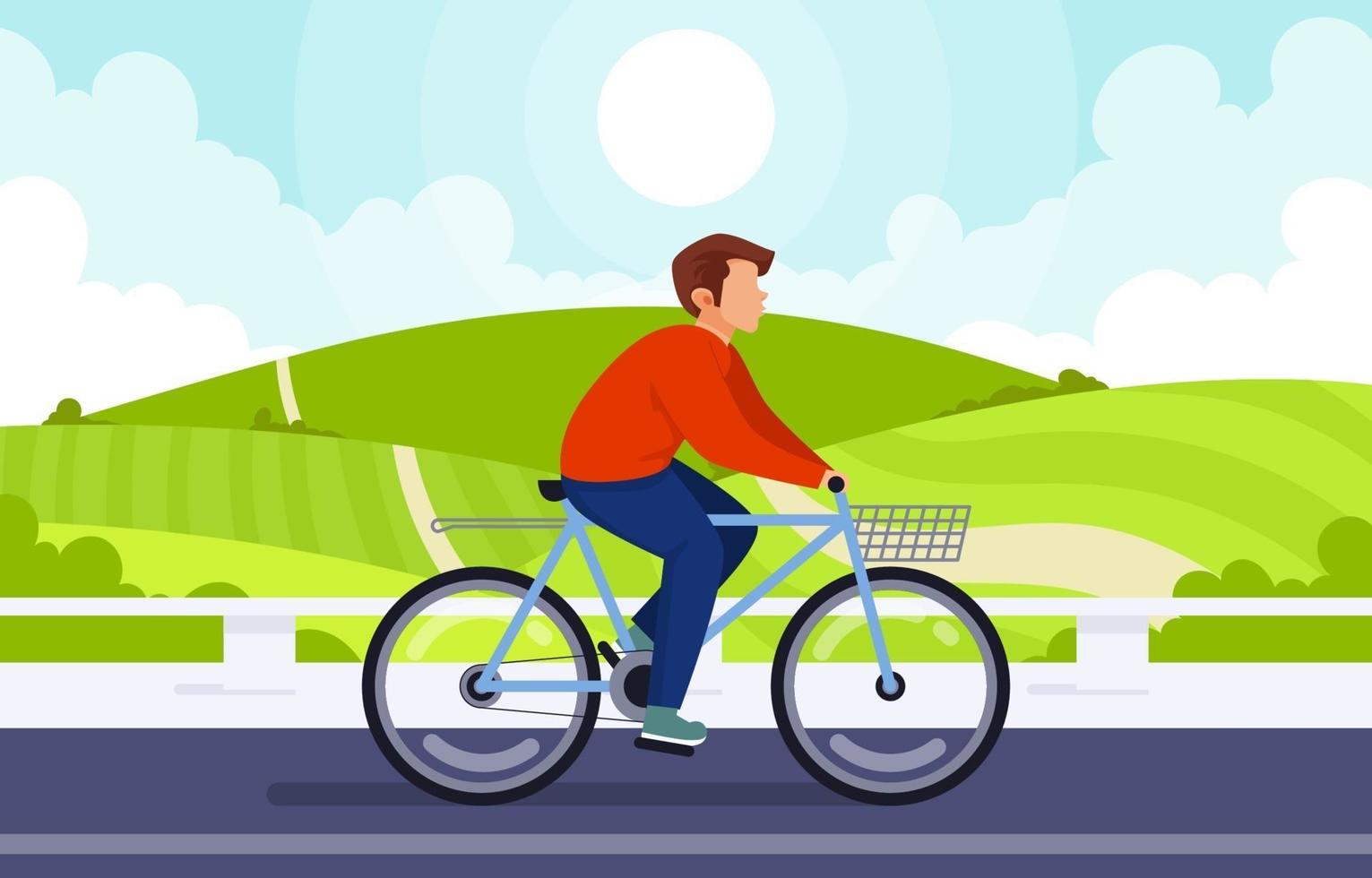 Man Riding Bicycle on Hill vector