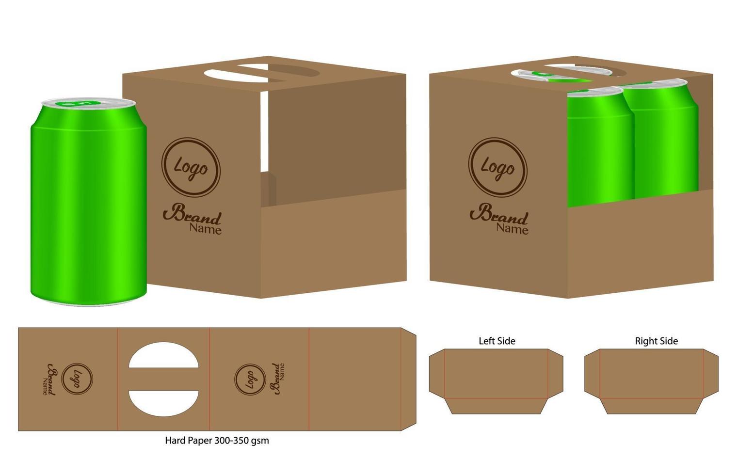 diseño de plantilla troquelada de embalaje de caja. Maqueta 3d vector