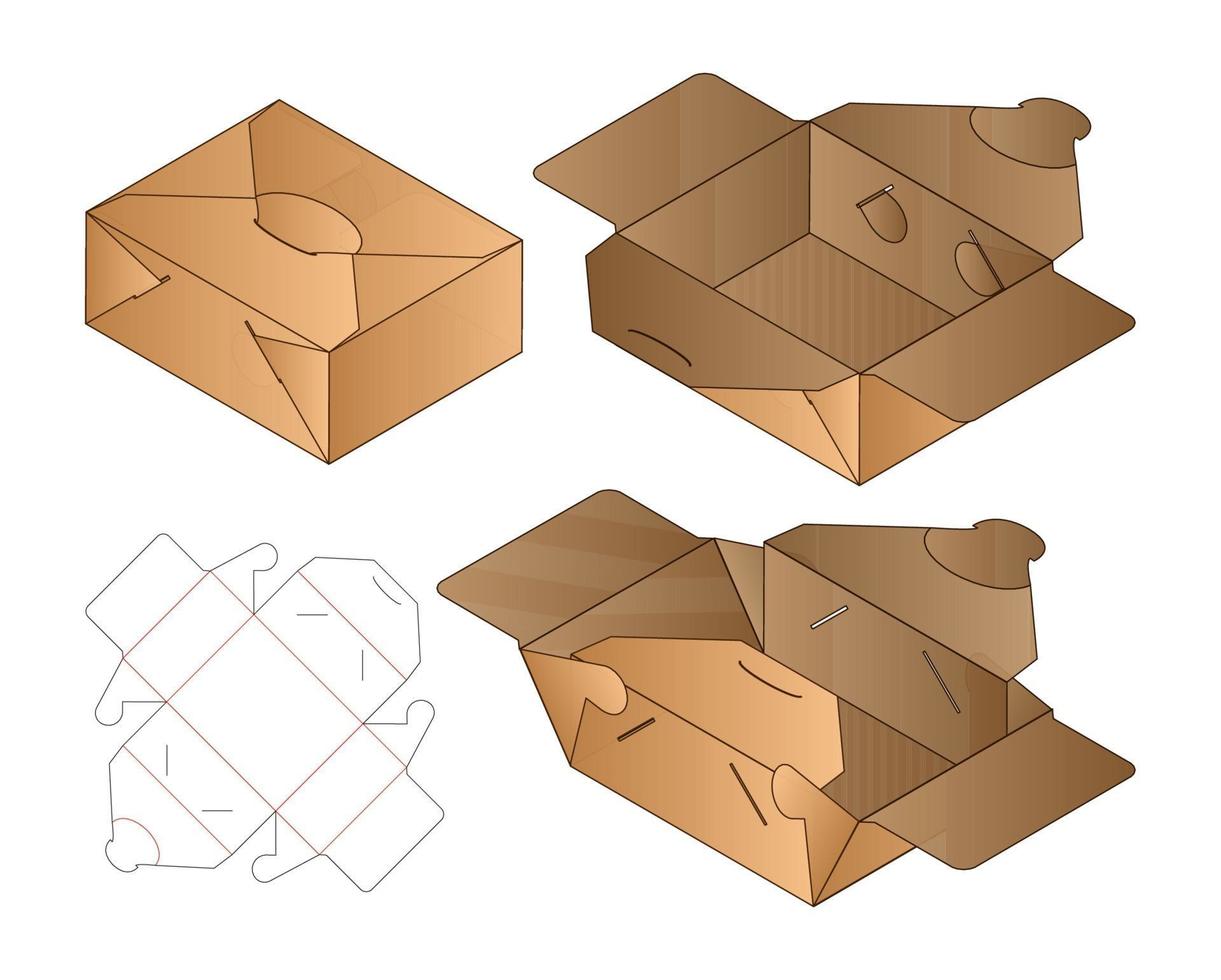 diseño de plantilla troquelada de embalaje de caja. Maqueta 3d vector