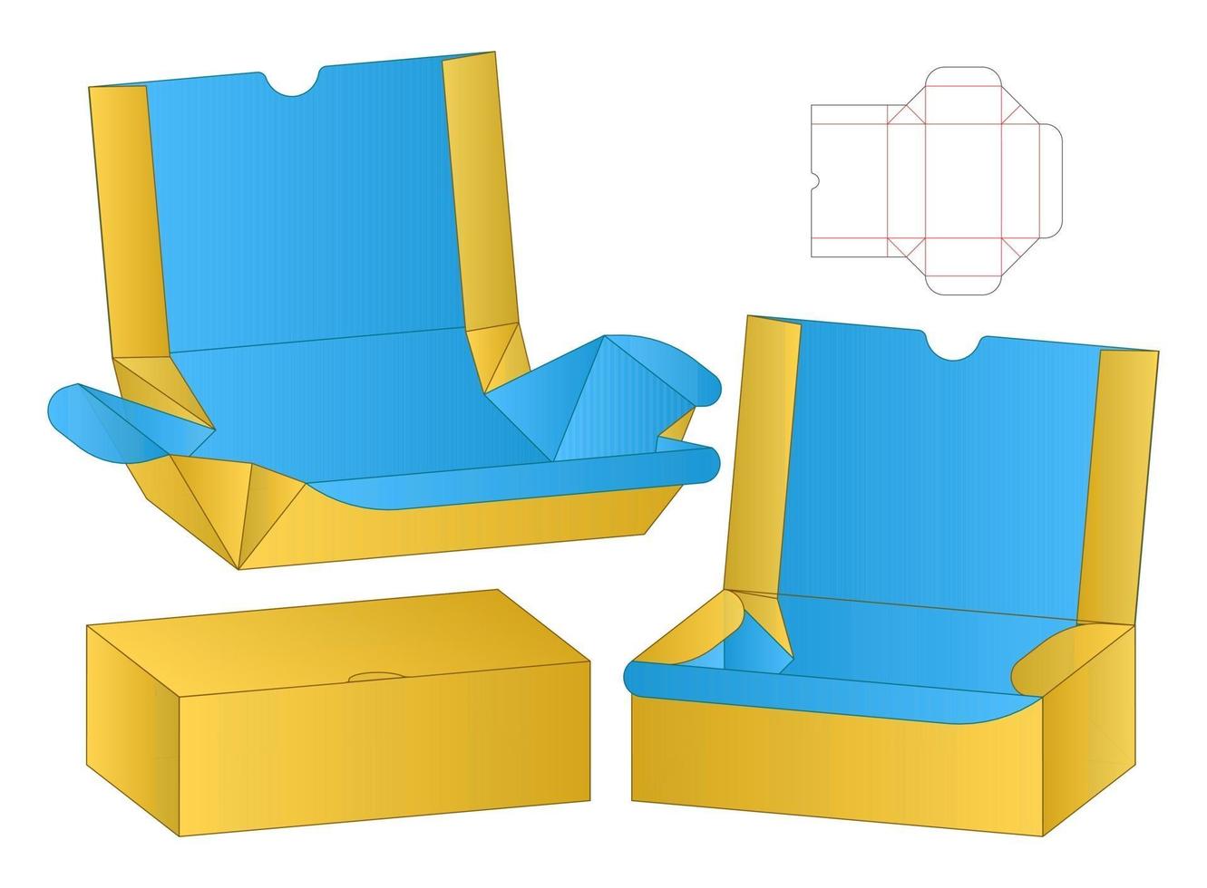 Box packaging die cut template design. 3d mock-up vector