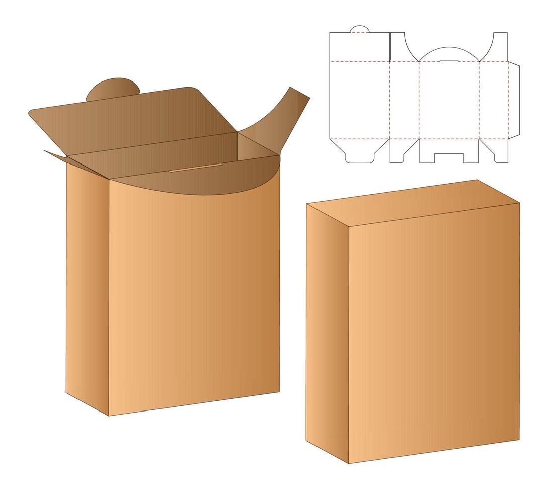 Box packaging die cut template design. 3d mock-up vector