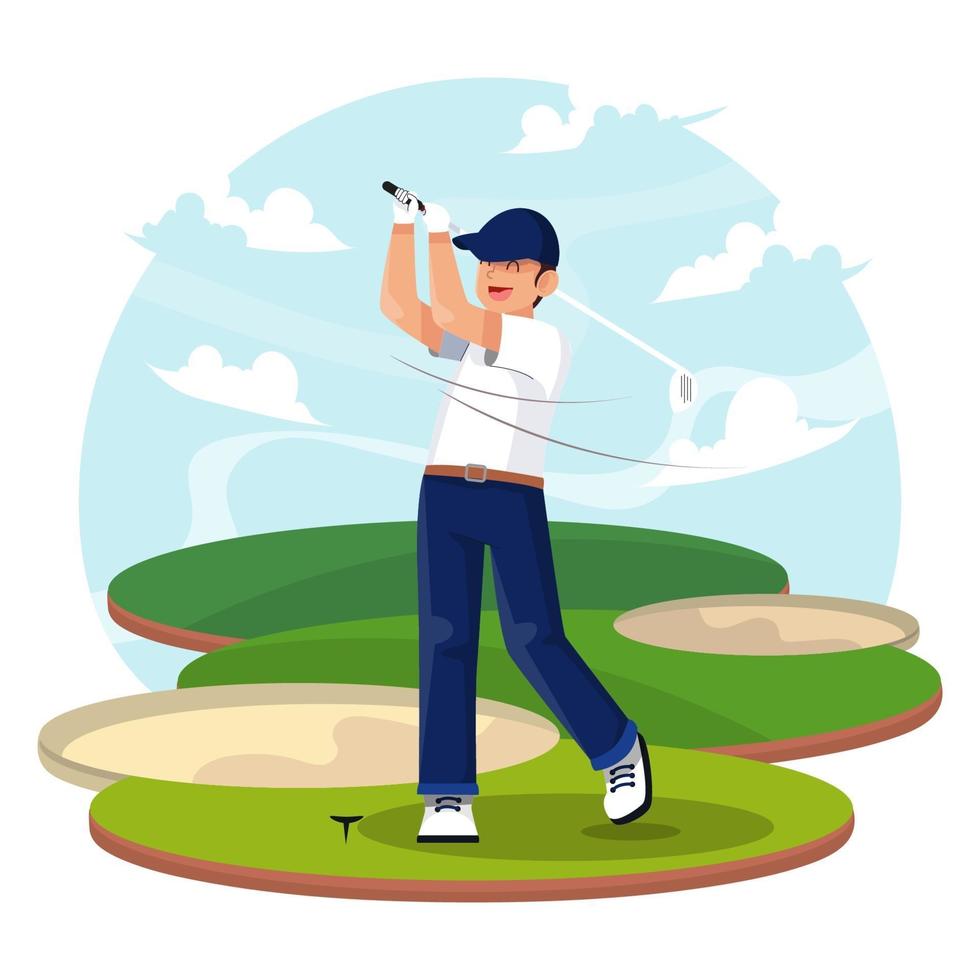 Happy Man Playing Golf vector