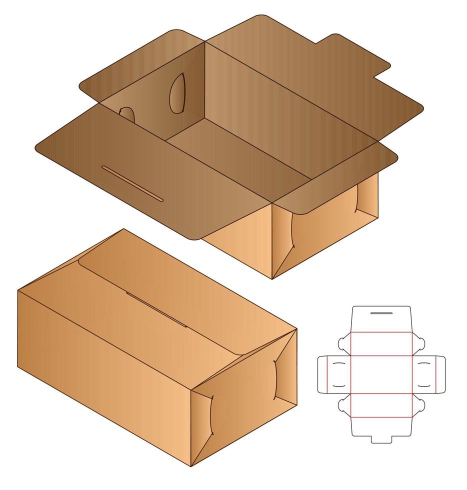 Box packaging die cut template design. 3d mock-up vector