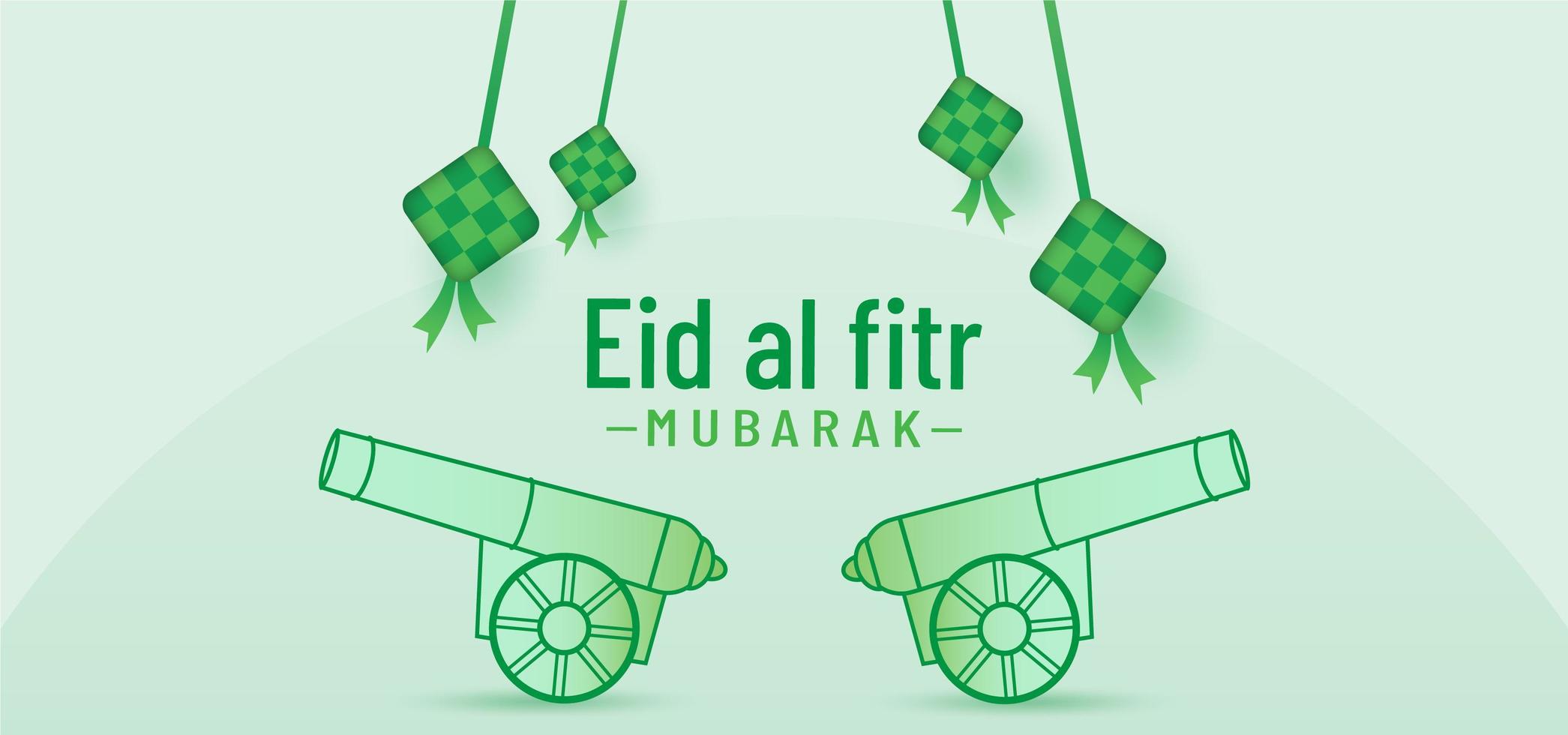 Eid al fitr banner background with beautiful cannon vector