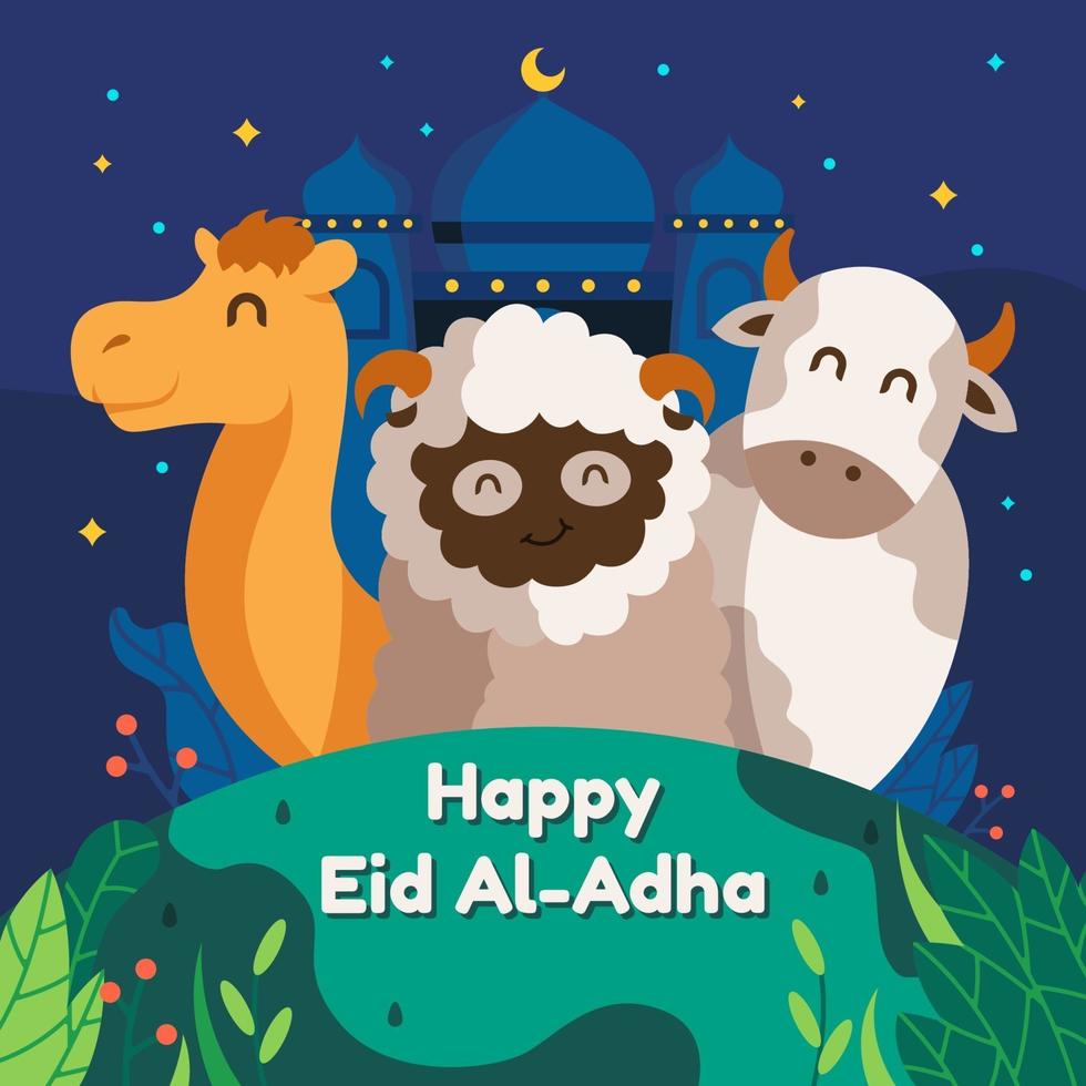 feliz celebración de eid al-adha mubarak vector