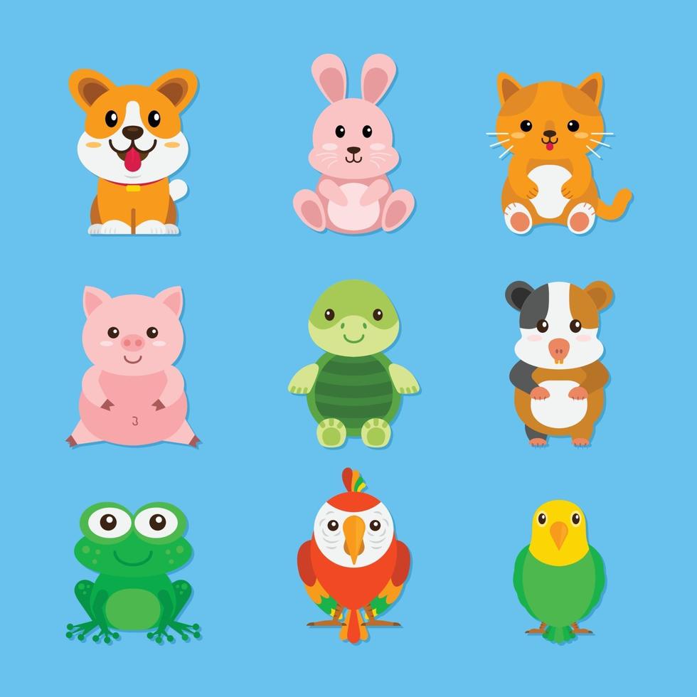 Set of Cute Pets Animal vector