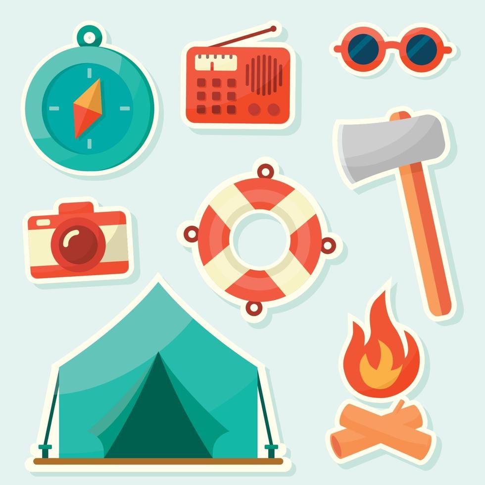 colección de iconos de campamento de verano vector