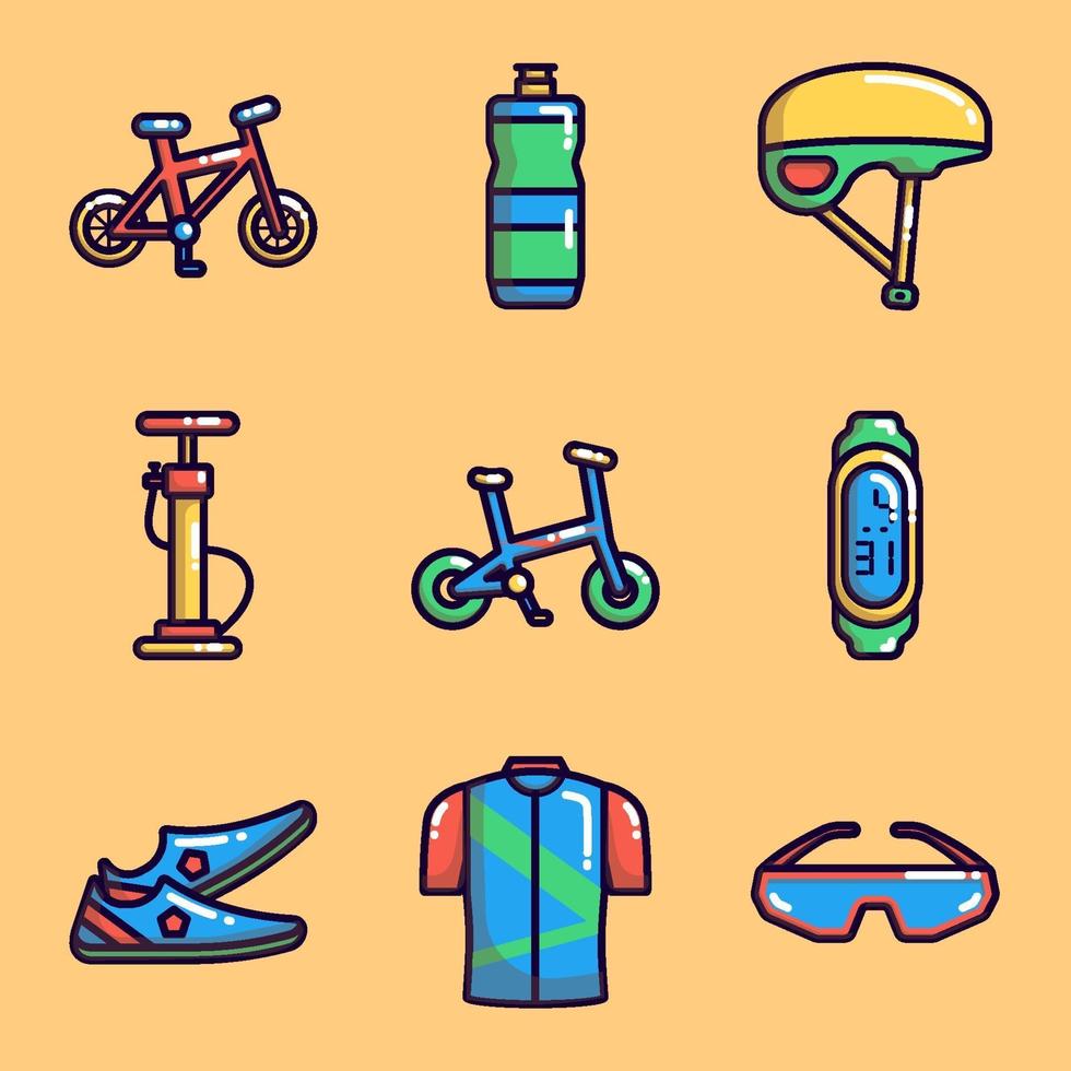 colecciones de iconos de actividad en bicicleta. vector