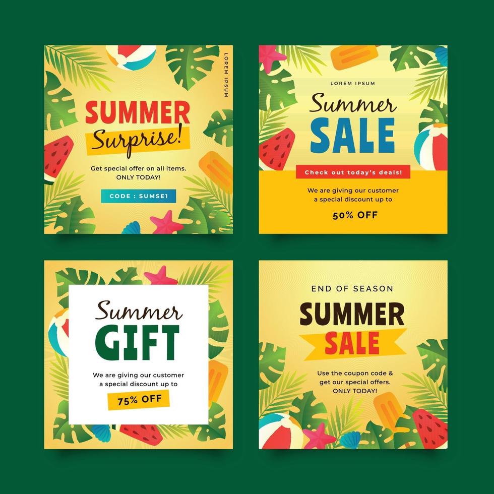 Summer Sale Social Media Post Template vector