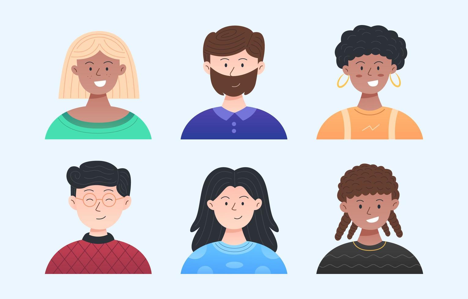 conjunto de avatar de personas en diversidad vector