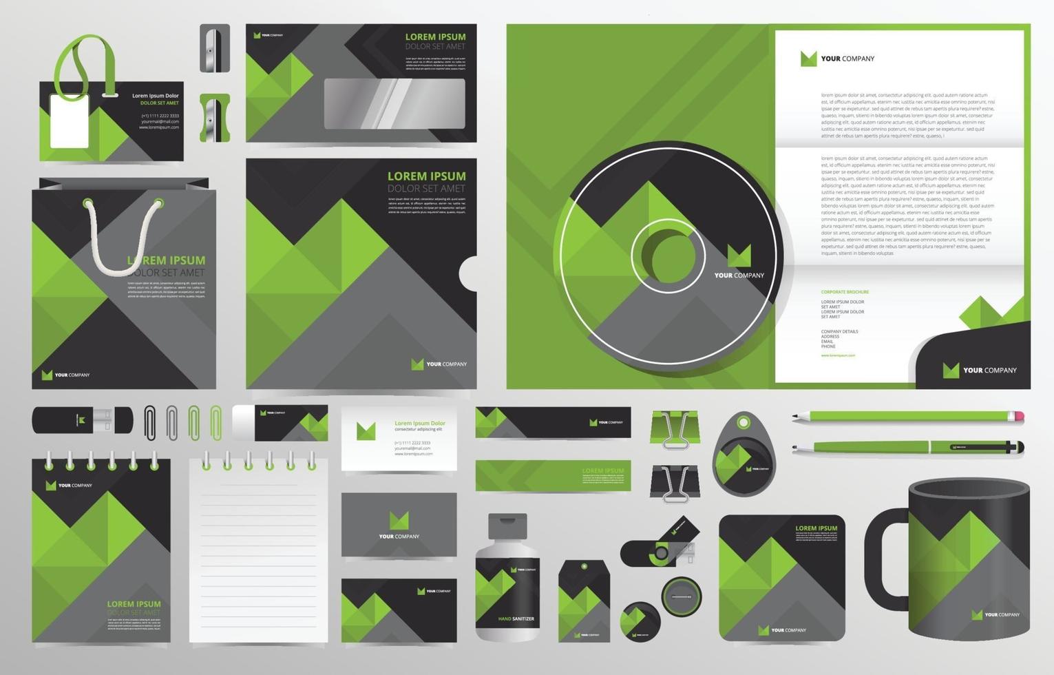 Green Geometric Corporate Identity Set Template vector
