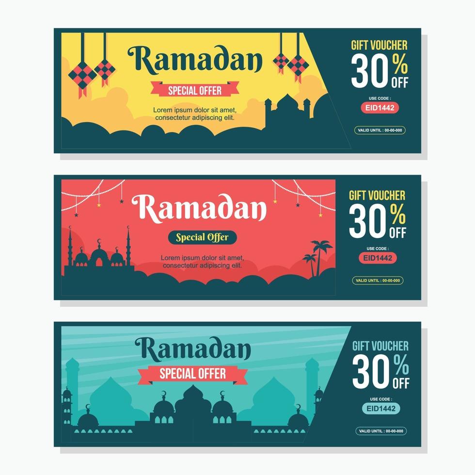 Ramadan Sale Voucher Design Template vector