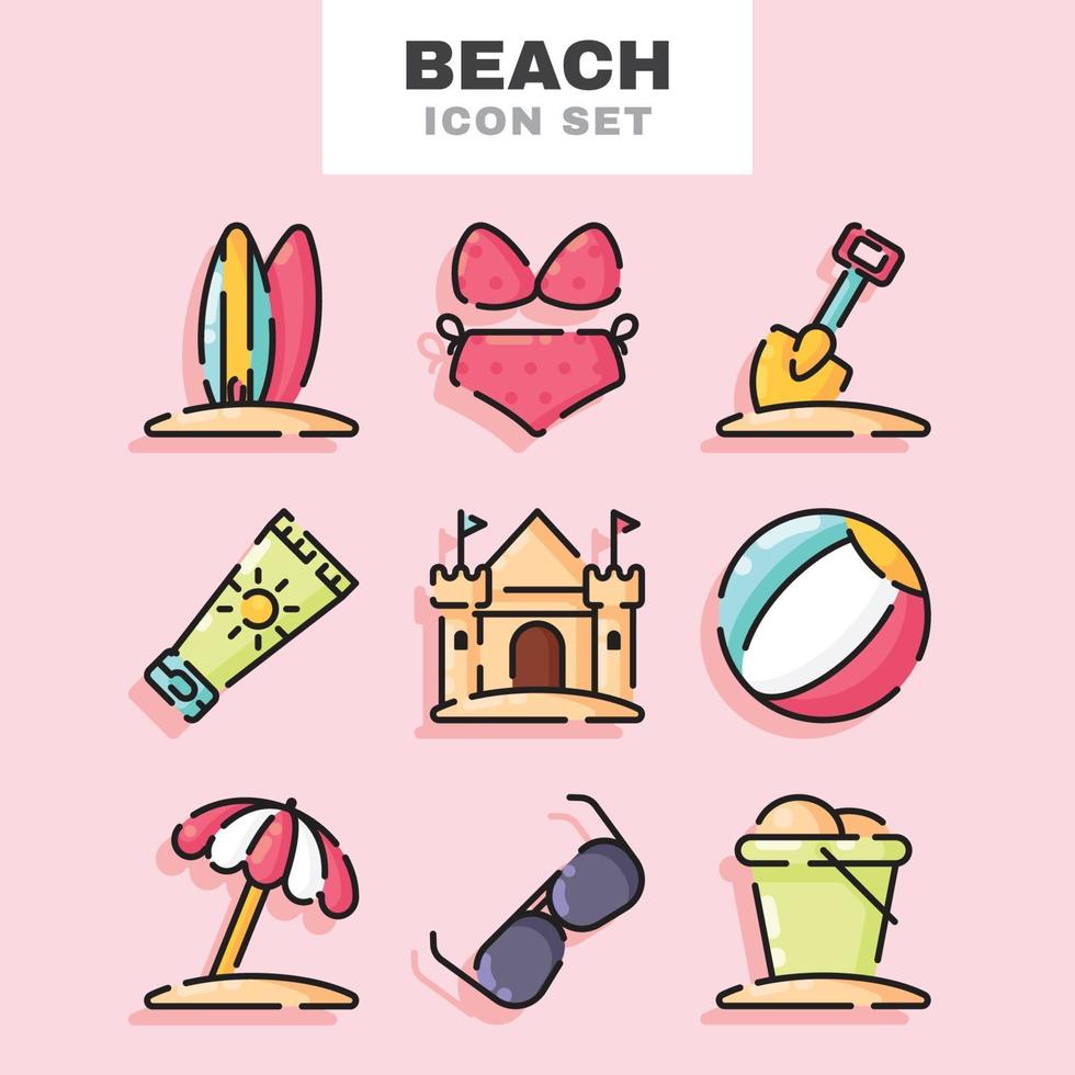 colección de iconos de playa vector