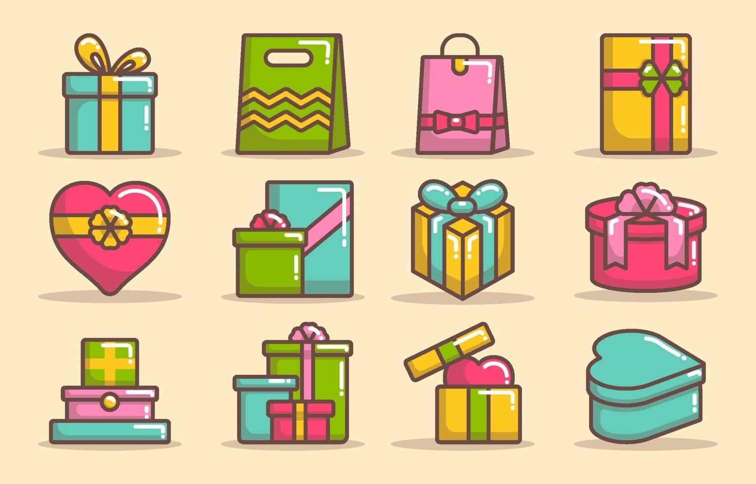 colección de iconos de caja de regalo vector