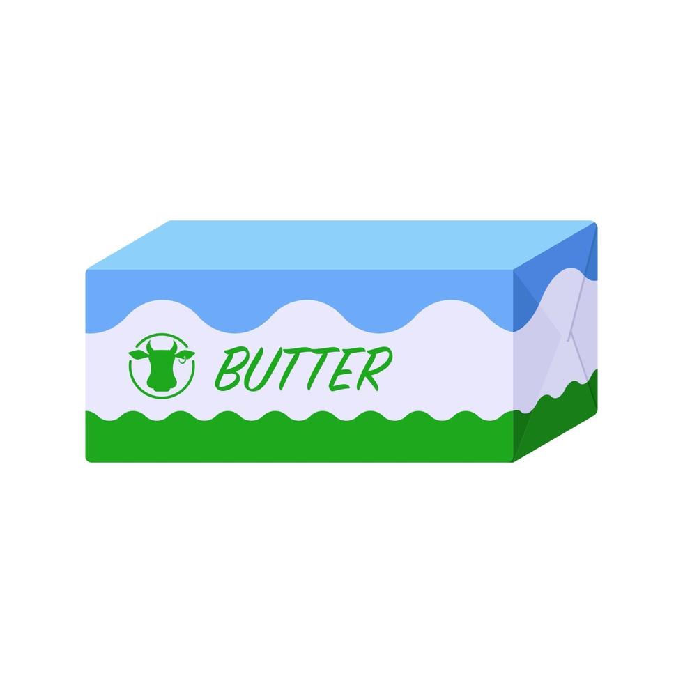 Flat Style Block of Butter Package Isolated Icon on White Background vector