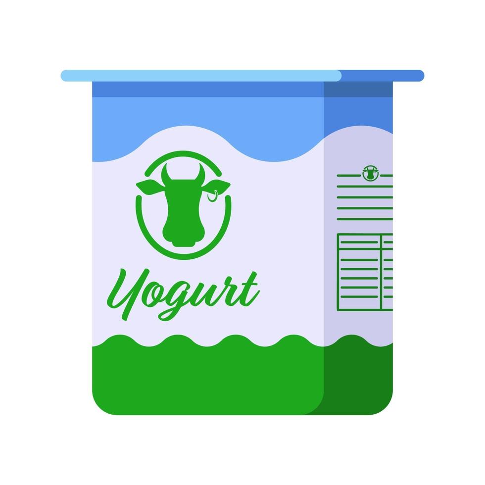 Flat Style Plastic Cup with Yougurt Isolated Icon on White Background vector