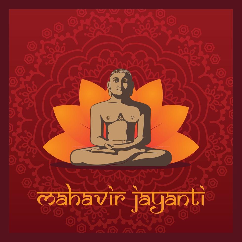 mahavir jayanti ilustración con fondo rojo vector