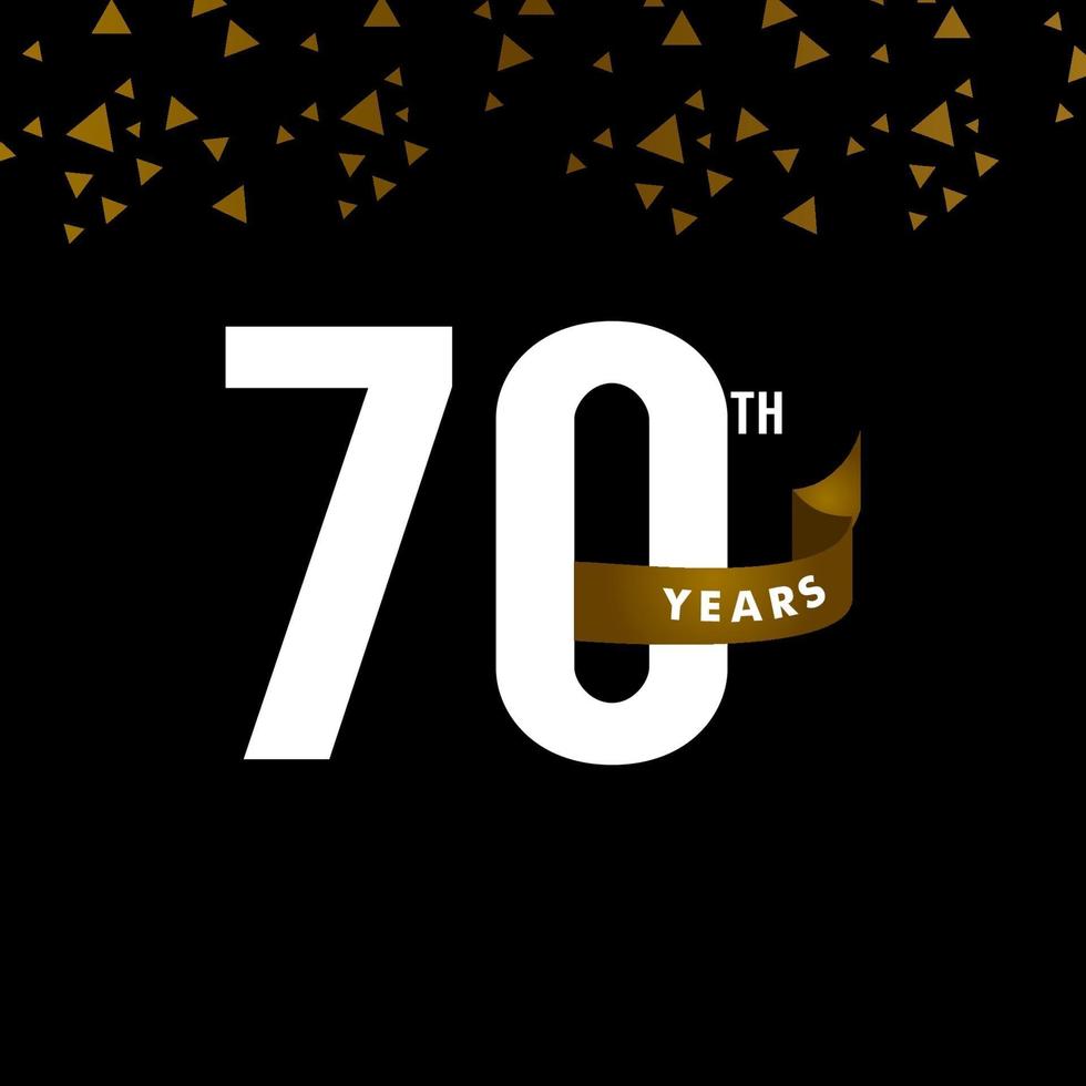 70 Years Anniversary Number With Gold Ribbon Celebration Vector Template Design Illustration