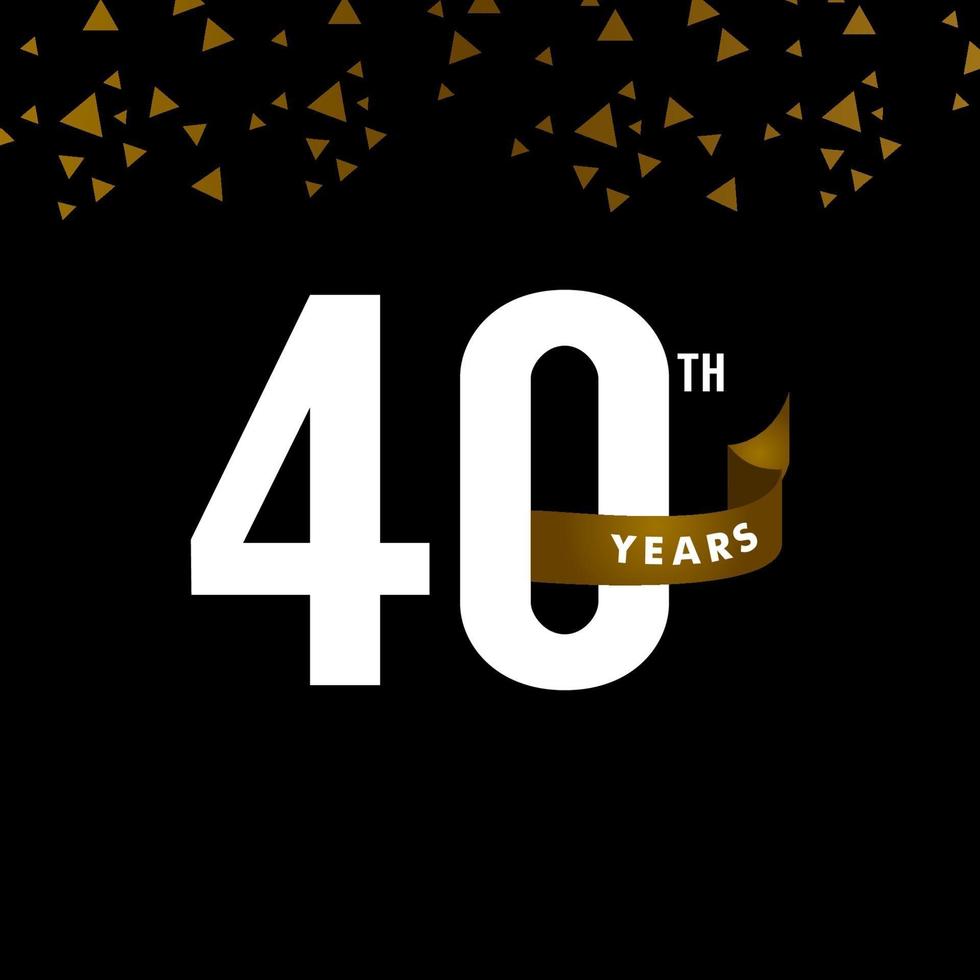 40 Years Anniversary Number With Gold Ribbon Celebration Vector Template Design Illustration