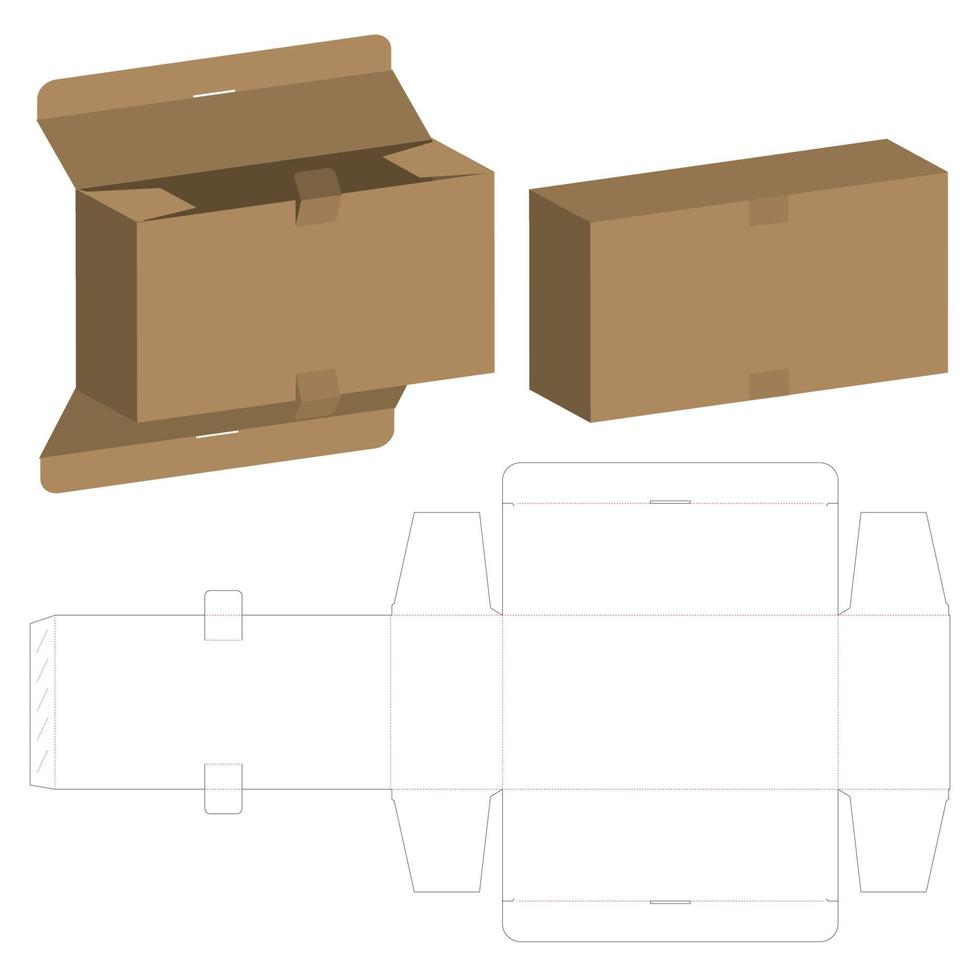 diseño de plantilla troquelada de embalaje de caja. Maqueta 3d vector