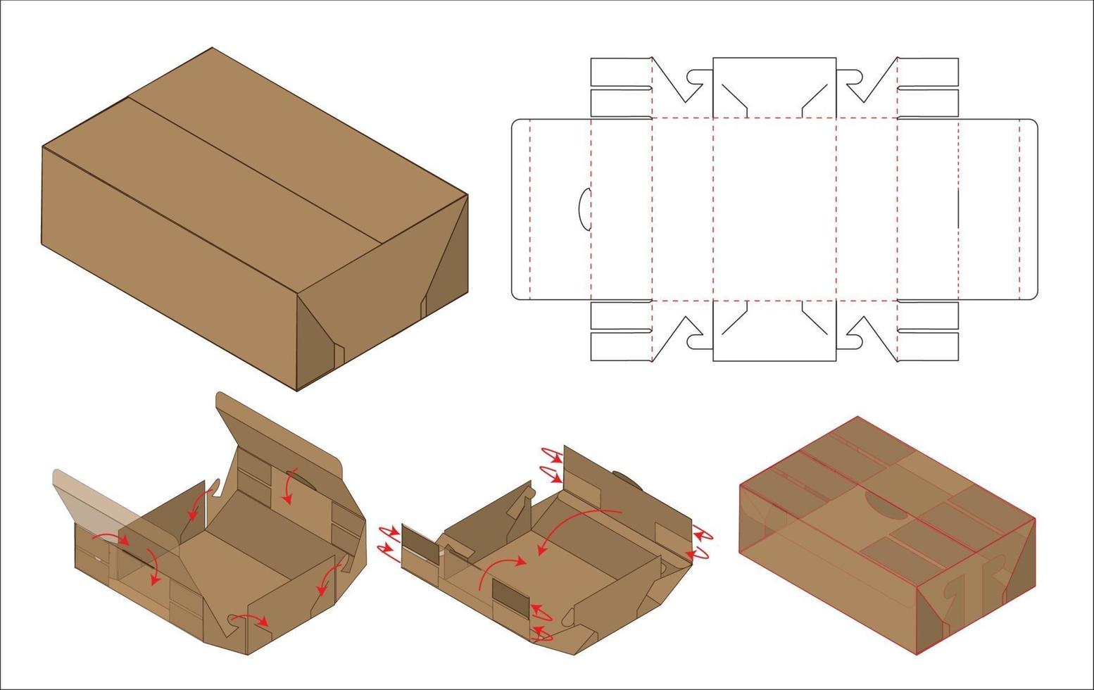 Box packaging die cut template design. 3d mock-up vector