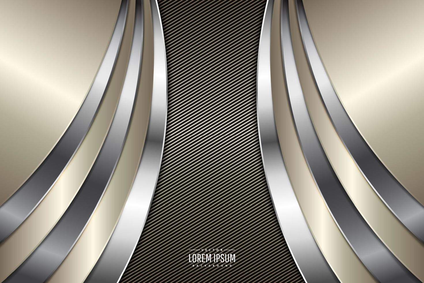 Luxury background of gold and silver with lines carbon fiber texture.Elegant metal modern design. vector