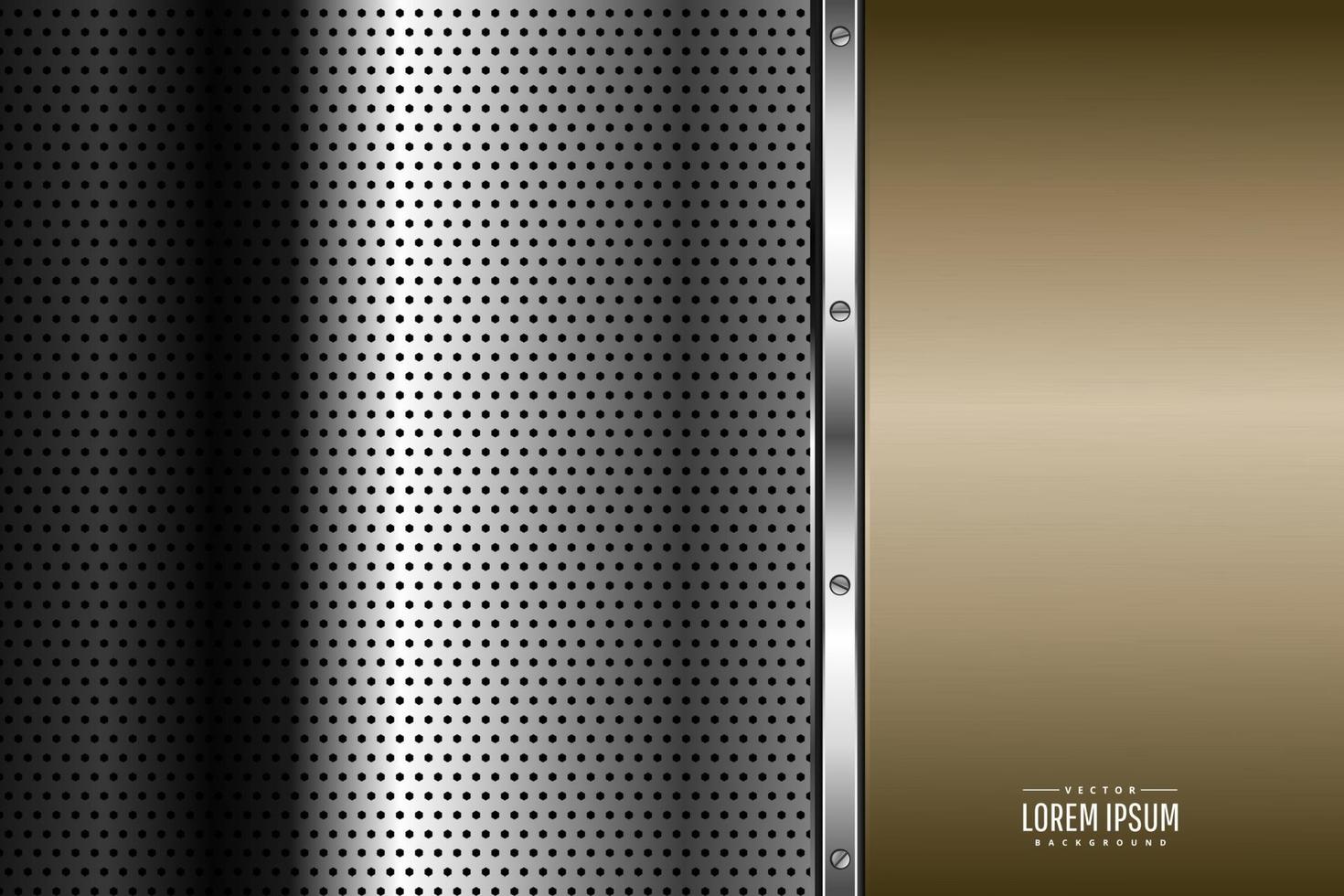 Luxury of gold metallic background dark space with perforated texture. vector