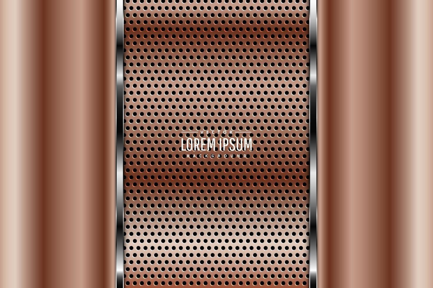 Metallic background with copper perforated texture. vector
