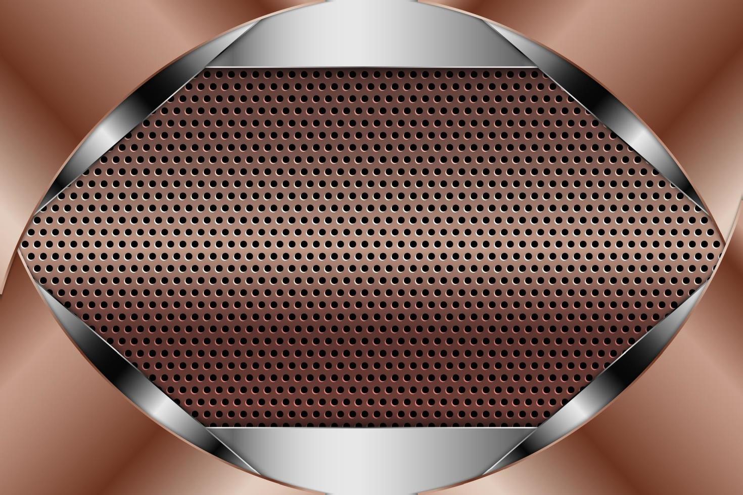 Metallic background with copper perforated texture. vector