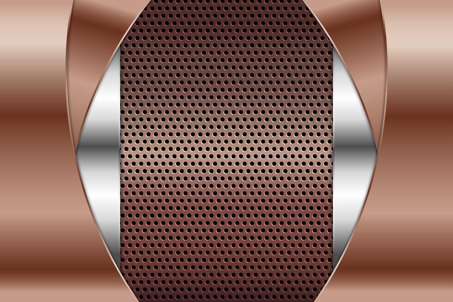 Metallic background with copper perforated texture. vector