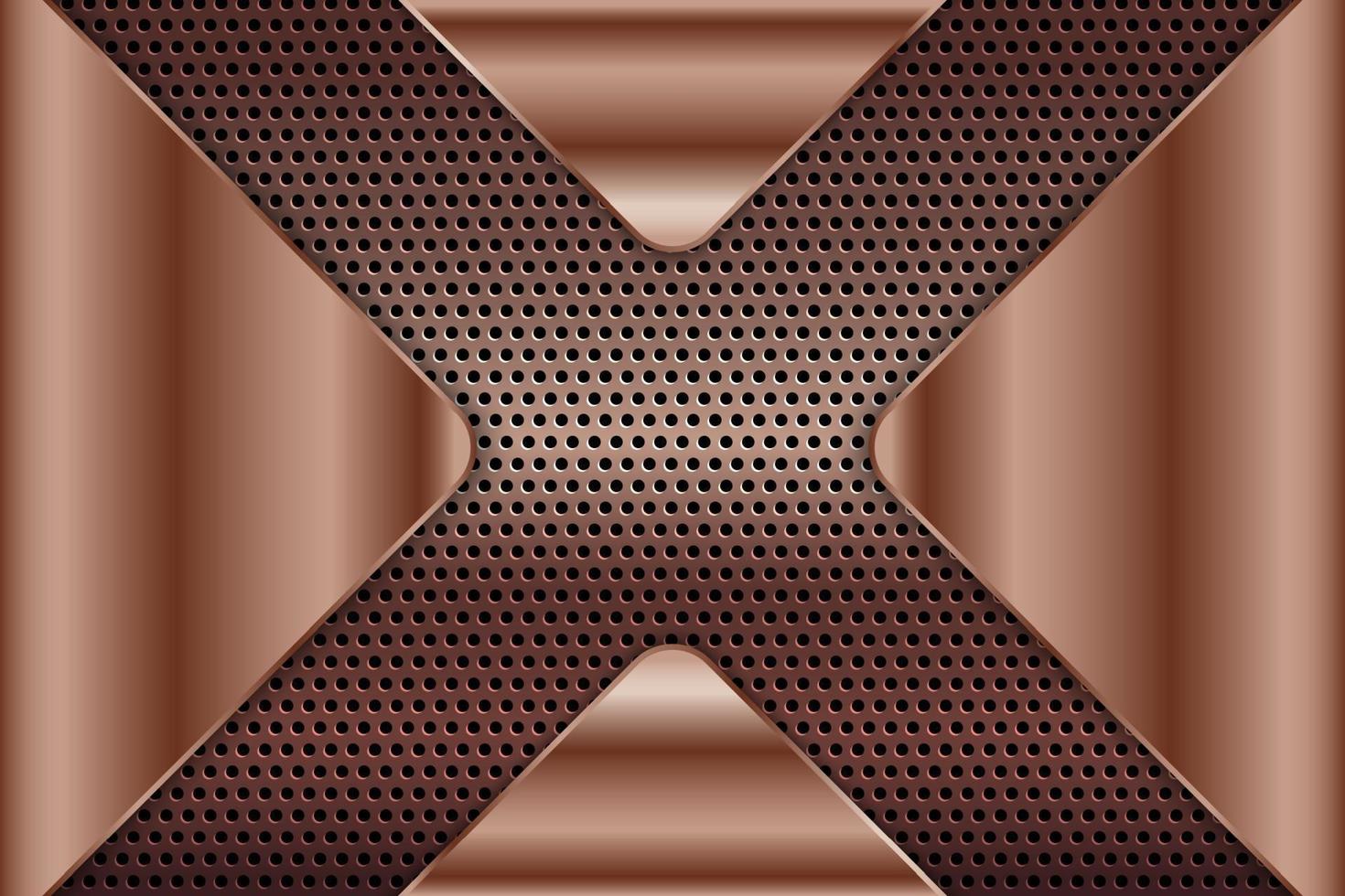 Metallic background with copper perforated texture. vector