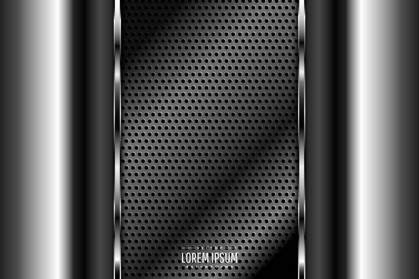 Luxury of black and gray metallic background dark space with perforated texture. vector