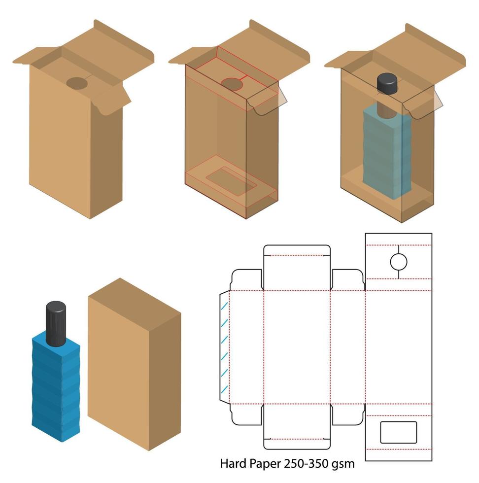 Box packaging die cut template design. 3d mock-up vector