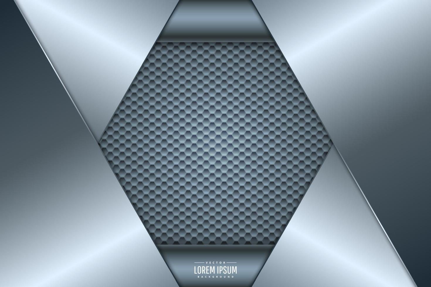 Fondo de metal azul con patrón hexagonal. vector