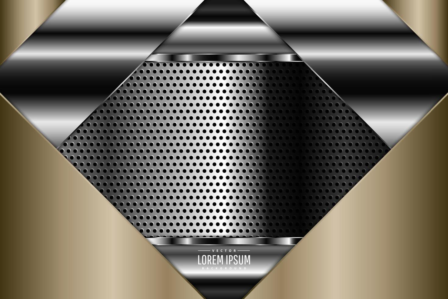 Metallic background of gold and silver with perforated texture vector