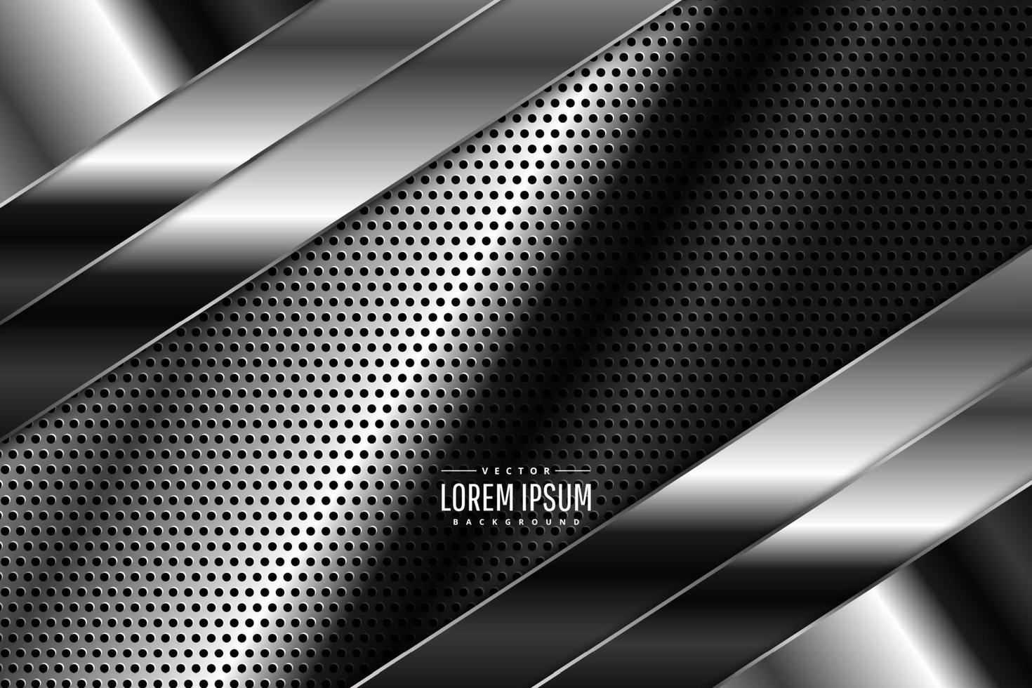 Metal background dark space with perforated texture. vector