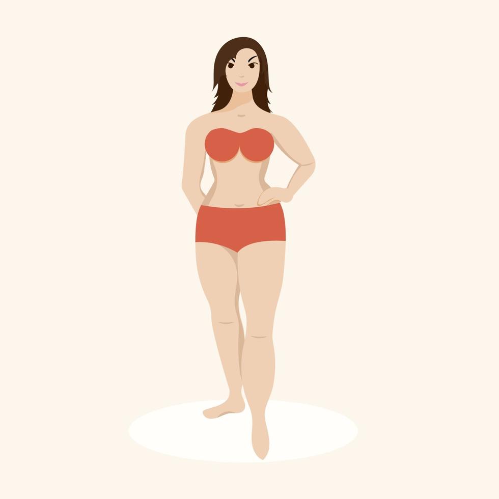 White american Beauty Fashion Plus Size Woman Wearing Swimsuit Body Positive Concept vector