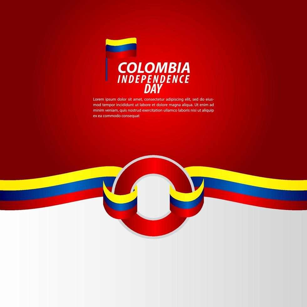 Ilustración de diseño de plantilla de vector de celebración del día de la independencia de Colombia