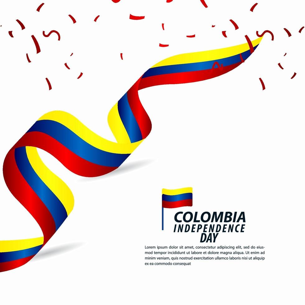 Ilustración de diseño de plantilla de vector de celebración del día de la independencia de Colombia