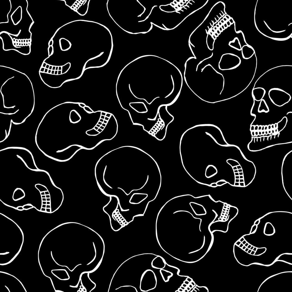 Seamless pattern with skulls. Vector illustration background. Black and White pattern for print, web and fabric.